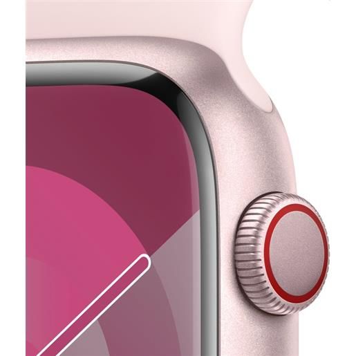 Apple watch series 9 gps + cellular cassa 45mm in alluminio rosa con cinturino sport confetto - s/m