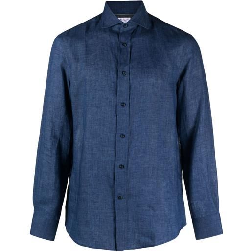 Brunello Cucinelli camicia con bottoni - blu