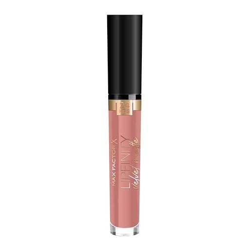 Max Factor rossetto matte liquido lipfinity velvet, idratante, waterproof e no transfer, 15 nude silk, 3.5 ml