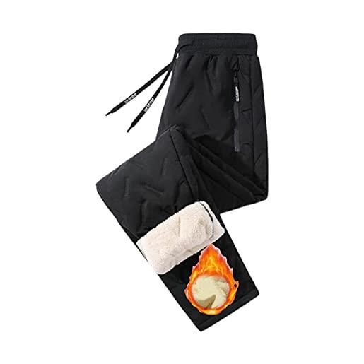 LOIJMK pantaloni termici da uomo, caldi, di colore nero, invernali, da trekking, sportivi, alla moda, per il tempo libero, per uomo, con coulisse, casual, bk1, xxxxxxl