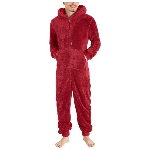 JokeLomple pigiami invernali interi - grandi dimensioni pigiama in peluche termico pigiama flanella uomo tuta uomo pile teddy pigiama matchati coppia tuta pile uomo calda