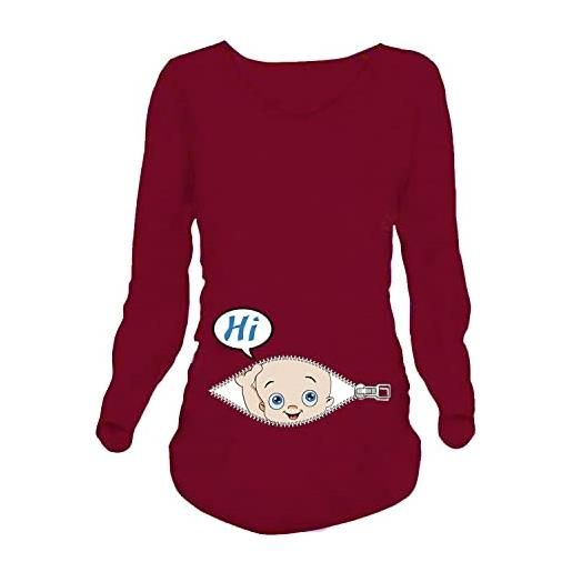 Q.KIM donna maglietta premaman senza maniche/maniche corte/maniche lunghe t-shirt divertente neonato - hi serie