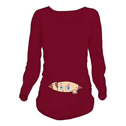 Q.KIM donna maglietta premaman senza maniche/maniche corte/maniche lunghe t-shirt divertente neonato - hi serie (medium, baby, rosa)