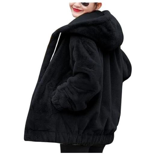 tinetill cappotto donna giacca in pile giacca invernale calda giacca in peluche addensata giacca con cappuccio con tasche felpa con cappuccio ampia manica lunga giacca con orsetto zip felpe corte