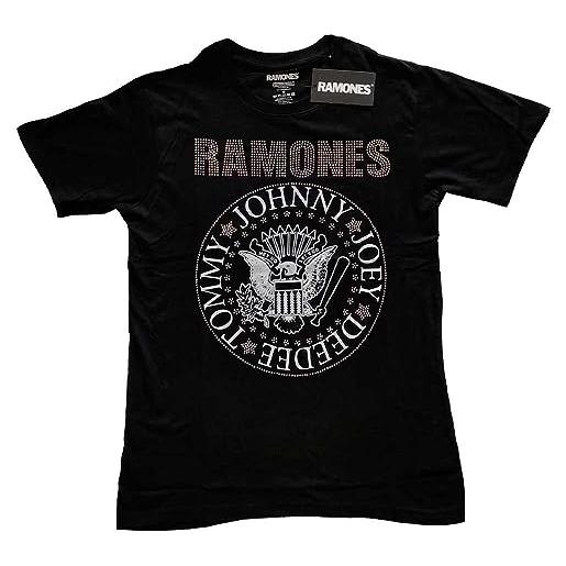 Rock Off officially licensed products ramones - maglietta per bambini con scritta diamante presidential seal, colore: nero, nero, s (6 anni)