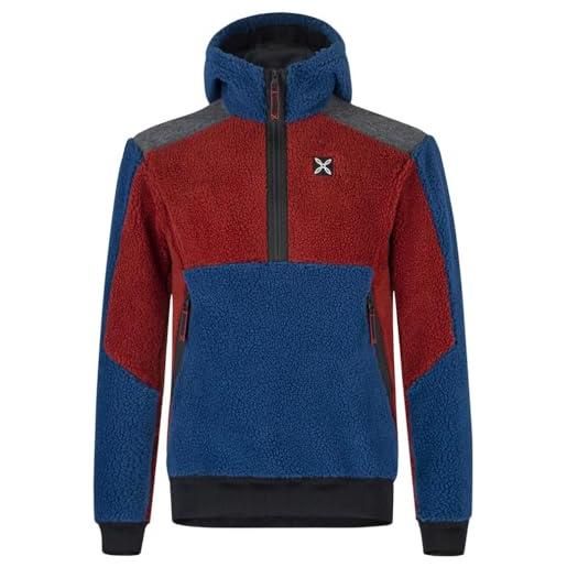 MONTURA nomad maglia uomo mmzc81x 6187 colore tobacco/deep blue rosso/blu giacca pile ideale per attività outdoor e tempo libero m