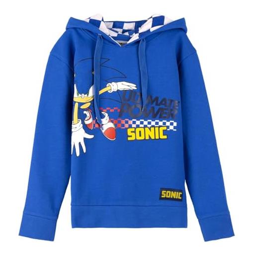 Sonic felpa con cappuccio sweatshirt, blu, 12 anni unisex kids