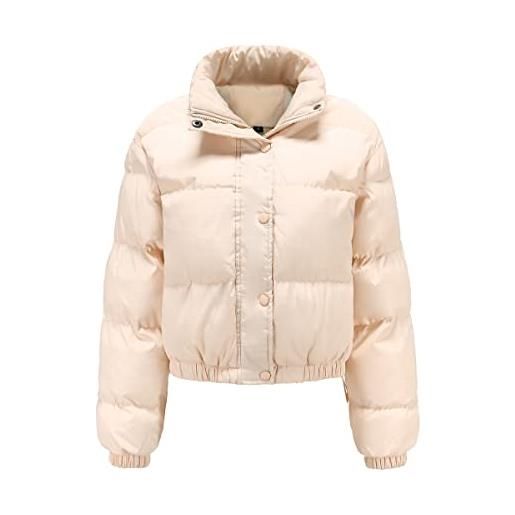 RQPYQF cappotto corto da donna invernale caldo giacca imbottita manica lunga slim giacche outwear con bottone piumino invernale (rosa, s)