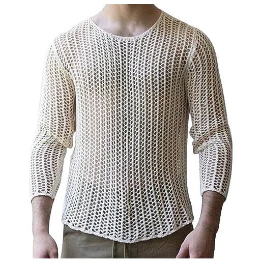 Panegy maglia da uomo a rete attraverso camicia trasparente mesh slim fit t-shirt jazz danza clubwear produttore xl/eu taglia l-nero 2