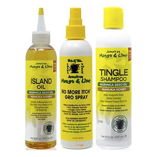 Generico jamacican mango & lime island oil 8oz con no itch grow spray 8oz e shampoo tingle 8oz