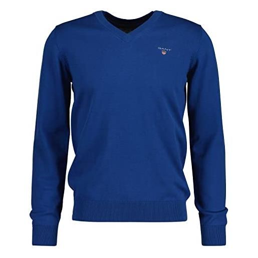 GANT classic cotton v-neck, maglione uomo, blu ( lake blue ), l