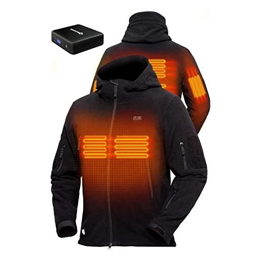 ANTARCTICA GEAR - giacca riscaldata con batteria da 12 v 16001 m. Ah, in pile per uomo e donna, con cappuccio con cerniera(grey, s)