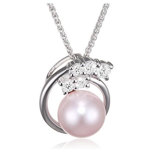 Orphelia ciondolo da donna in argento 925 rodiato con zirconi bianchi taglio brillante perle-zh-7117