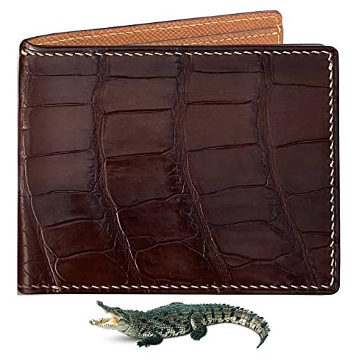 HATA portafoglio in vera pelle con coccodrillo a coccodrillo e corno, blocco rfid fatto da artigiano vietnamita vinam-89