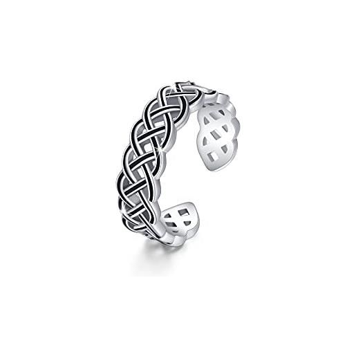 JFASHOP anelli con nodo celtico da uomo, anello aperto regolabile con nodo celtico in argento sterling 925 per le donne gioielli celtici anello celtico per pollice da ragazza anello intrecciato a spirale