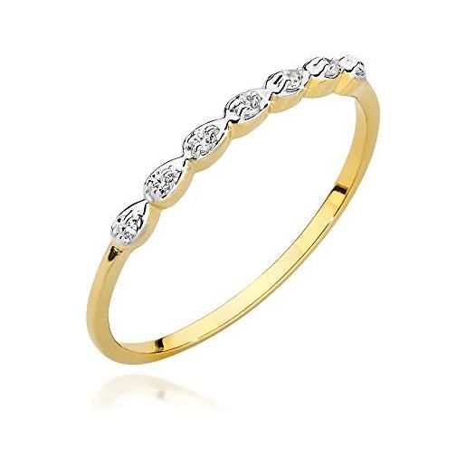 MARKO anello d'oro femminile con 0,04 trapunti diamanti, 14 tappi d'oro (585) | anello d'oro con scatola | anello d'oro per donne n. 18