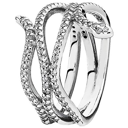 Pandora - anello per donna, argento 925, motivo: serpenti, con zirconia bianco - 190954cz, argento, 10, cod. 190954cz-50