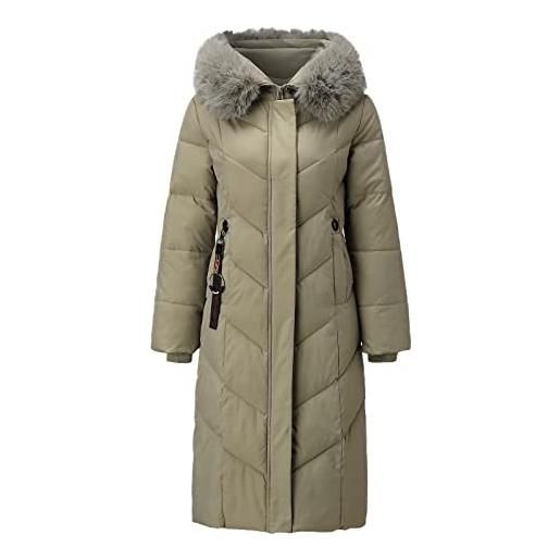 MaNMaNing giacca da donna invernale delle donne 2021 lungo cappotto di inverno della maglia manica lunga caldo piumino con cappuccio colletto cappotto con tasche trapuntato imbottiture casual giubbotti