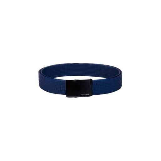 Ombre webbing - cintura da uomo con fibbia regolabile in metallo argentato, in tessuto, cintura in corda senza fori, fibbia quadrata, blu navy, taglia unica