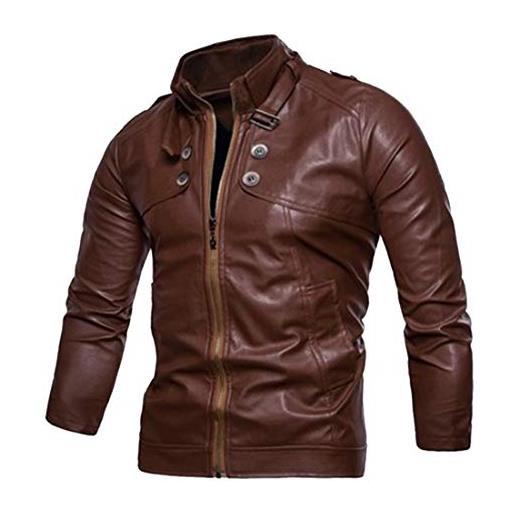 PRJN jacket giacca uomo giacca per uomo in ecopelle finta pelle giacca in pelle ecopelle da uomo stile biker giubbotto casual vintage giacca in stile motociclistico in speciale vintage