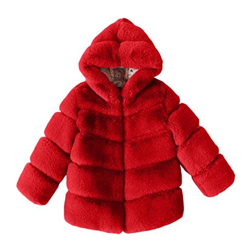 Dinnesis fantasia maglione donna inverno bambino bambino bambino in pile collare soild giacche caldo cappuccio cappotti di lana teschio abbigliamento donna, colore: rosso, 7-8 anni