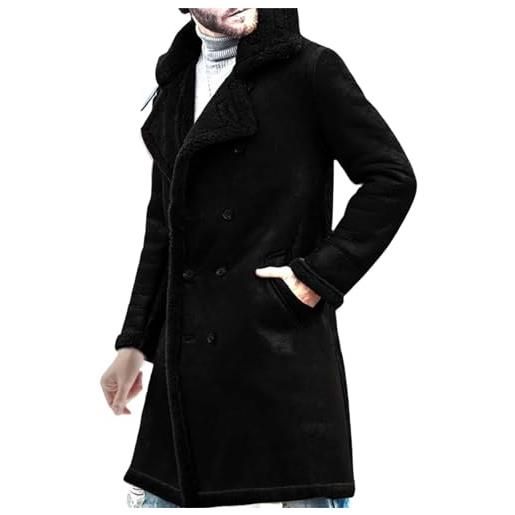 Generico giacca in vera pelle da uomo giubbotto con pelliccia sintetica invernale giubbotto uomo giacca pelle uomo taglia xs - 5xl
