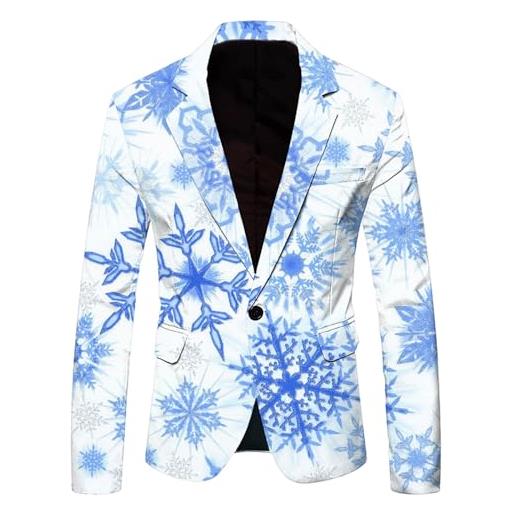 Duohropke sakko - giacca da uomo natalizia, slim fit, casual, blazer, da lavoro, da uomo, per feste di natale, azzurro, l