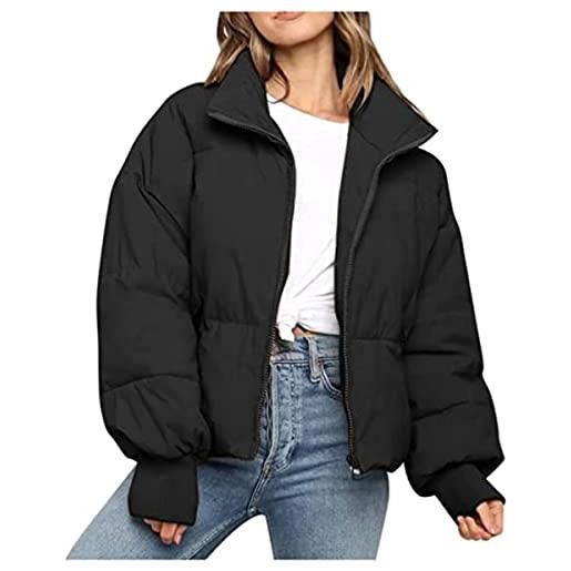 Vagbalena donna inverno caldo piumino piumino giacca leggera zip piumino inverno corto giacca oversize zip piumino trapuntato con tasche (bianco, s)