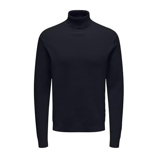Only & sons onsphil reg 12 struc roll neck knit noos maglione, navy scuro, m uomo