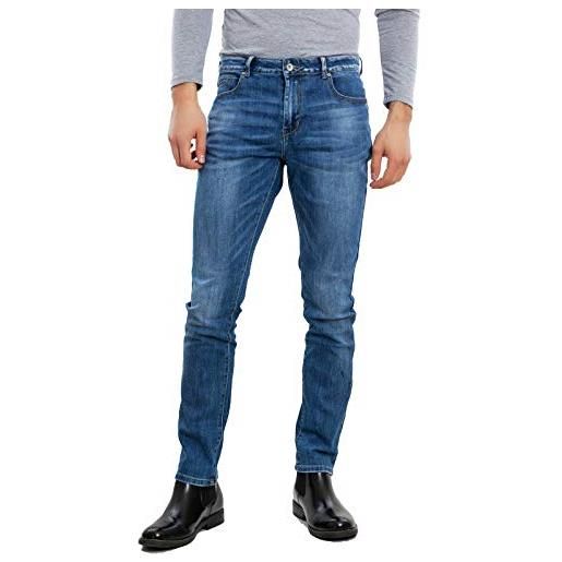 Toocool - jeans uomo pantaloni aderenti slim fit denim 5 tasche casual mf341 [54, blu]