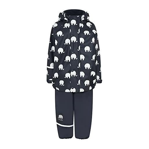 Celavi rainwear set elephant aop-pu rigenerazione, dark navy, 100 bambini unisex