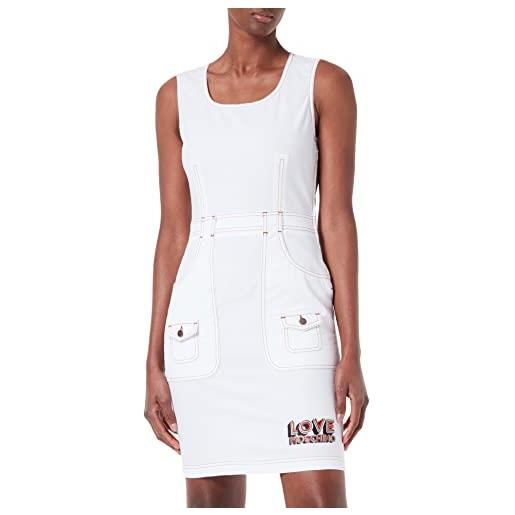 Love Moschino tube dress in stretch fancy cotton-linen vestito, bianco, 44 donna