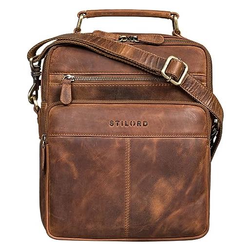 STILORD 'joe' borsa a tracolla da uomo alla moda borsa a tracolla da uomo in vera pelle per studenti, colore: marrone medio