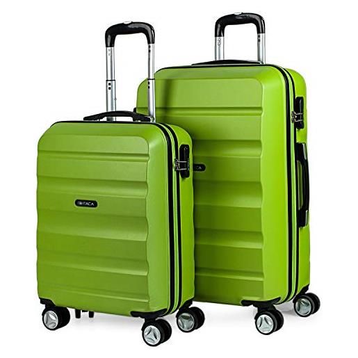 ITACA - set valigie - set valigie rigide offerte. Valigia grande rigida, valigia media rigida e bagaglio a mano. Set di valigie con lucchetto combinazione tsa t71615, pistacchio
