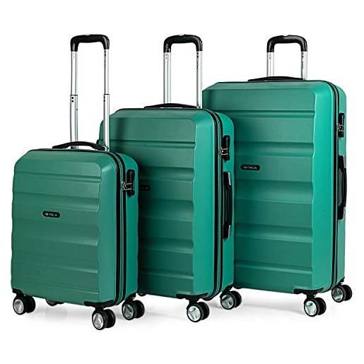 ITACA - set valigie - set valigie rigide offerte. Valigia grande rigida, valigia media rigida e bagaglio a mano. Set di valigie con lucchetto combinazione tsa t71600, acquamarina
