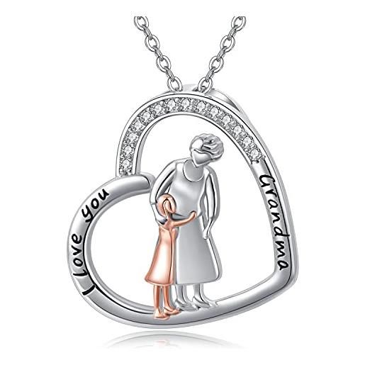 Midir&Etain collana della nonna regali per le donne collana in argento sterling 925 con cuore d'amore, gioielli per il compleanno della mamma di san valentino per la nonna e la nipote