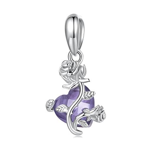 luvhaha rose charms con cuore 925 sterling silver fiore pendente bead girl gioielli regali per bracelet & necklace & bangle