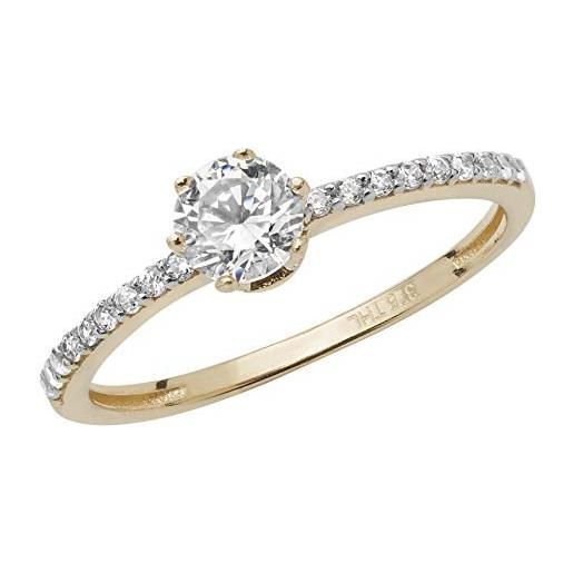 EDS Jewels anello da donna solitario fidanzamento in oro giallo 9k (375) con zirconia cubica della cultura wjs17100