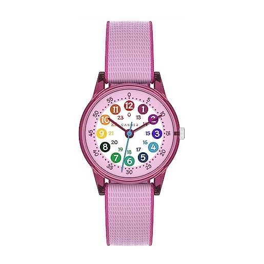 Cander Berlin mna 0130 d - orologio da polso per bambini, con chiusura in velcro, impermeabile, 3 atm, colore: rosa