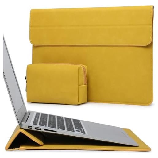 HYZUO 15 pollici custodie per pc portatile borsa con funzione stand compatibile con mac. Book air 15 m2 a2941 2024 2023, mac. Book pro 15 a1990 a1707 2019-2016, 15 surface laptop 5/4/3, giallo oliva