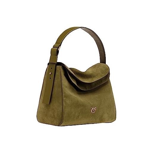 Pinko, leaf hobo big suede donna, l39q_cuoio-antique gold, one size