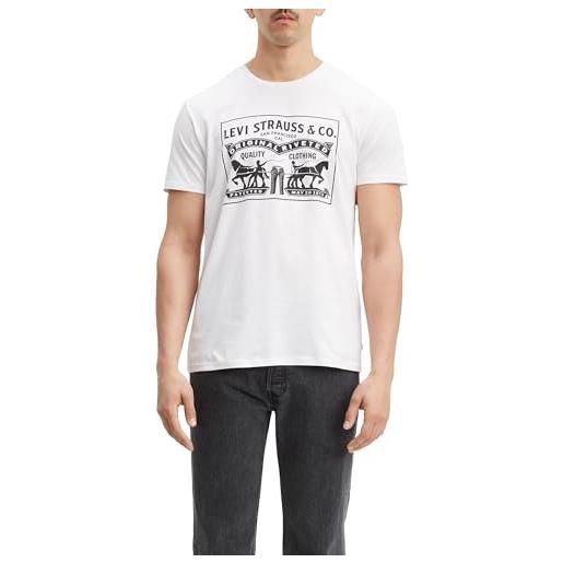 Levi's maglietta a 2 cavalli t-shirt, 2h box2 white, m uomo