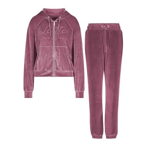 Generico tuta donna lotto full zip in velluto 4309036 (l, rosa antico)