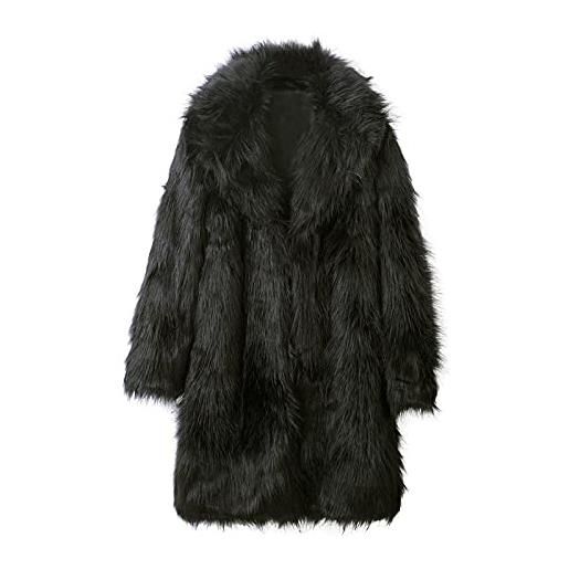 Take Idea cappotto lungo da uomo in pelliccia sintetica, da uomo, in pile ispessito, caldo e alla moda, ideale per attività all'aria aperta, marrone, xxxl