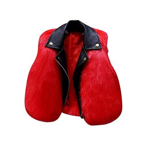 PengGengA bambini faux pelliccia cappotti gilets per ragazze e ragazzi rosso 130