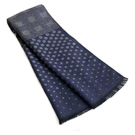 BrillaBenny sciarpa pashmina blu e grigia uomo donna lana viscosa scarf luxury