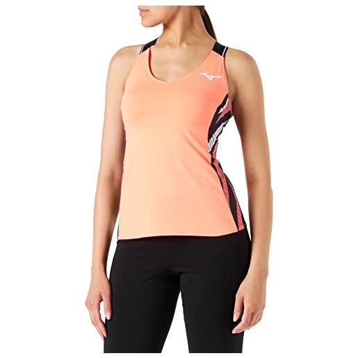 Mizuno printed tank gilet, fiamma neon, xs donna