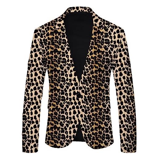 Generisch 2023 polka dot leopard print casual british moda slim fit suit uomo giacca pelle di pecora uomo, giallo. , xl