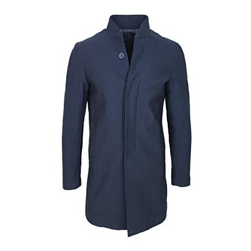 Evoga cappotto giacca uomo class sartoriale slim fit giubbotto elegante (l, blu)