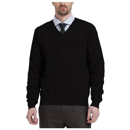 Kallspin pullover da uomo in misto lana con scollo a v e maniche lunghe (grigio scuro, xxl)